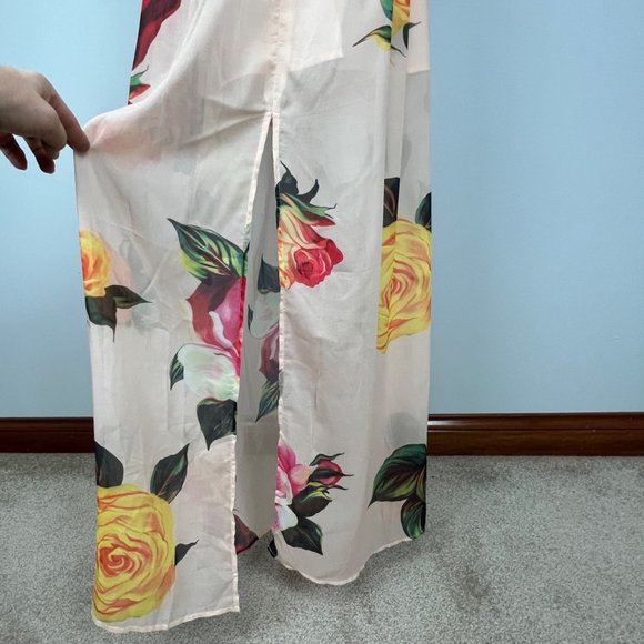 L’Atiste by Amy Peach Floral Chiffon Sleeveless Maxi Dress Open Back size Small - Picture 11 of 16
